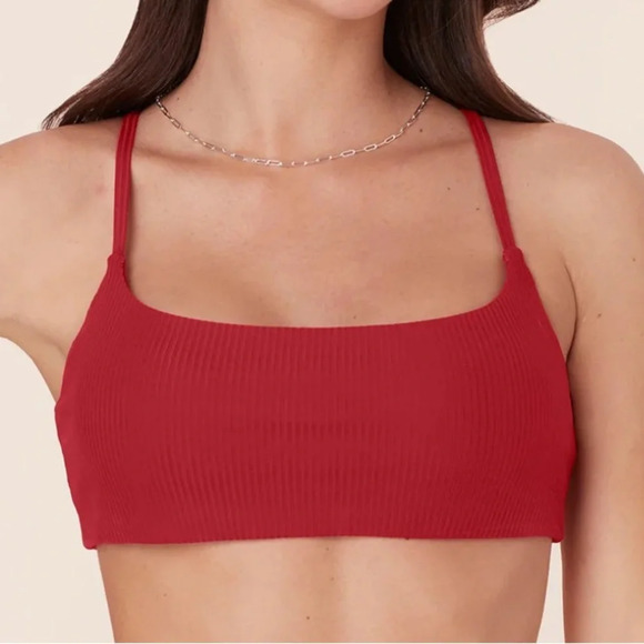 Andie the Maui Bikini Top Rib Flame Red NWT - Picture 1 of 6